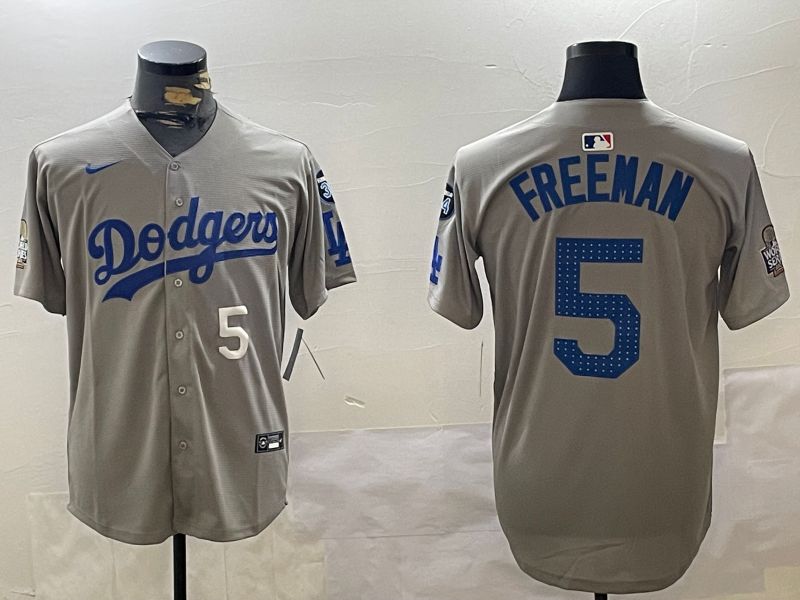 Men Los Angeles Dodgers #5 Freeman Grey Game 2024 Nike MLB Jersey style 11209->los angeles dodgers->MLB Jersey